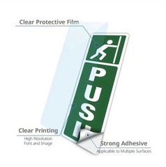 Push or Pull Vertical Vinyl Door Sign Sticker Office Gym Gas Station