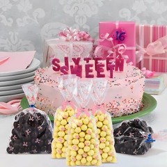 Clear 5x7in 100PCS Cello Cellophane Treat Bags – Pink Candy Cookie Bags with …