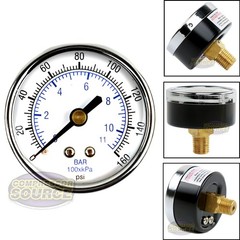1/4″ NPT Air Pressure Gauge 0-160 PSI Rear Back Mount Mount 2″ Face 102D-204F