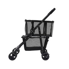 Oxford Cloth Foldable Shopping Cart 50kg Capacity Detachable Mesh Bag Black