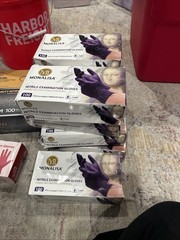 MonaLisa Exam Gloves Medium 100 Count Box Non Sterile Gloves Purple Disposable