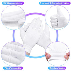 6 Pairs 100% Moisturizing Gloves for Dry Hands Overnight, 10 Pairs White Cot…