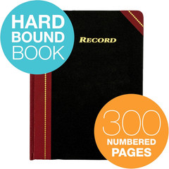 Record Ledger, 8.25 X 10.75 Inches, 5 Squares per Inch, 300 Tinted Pages, Black