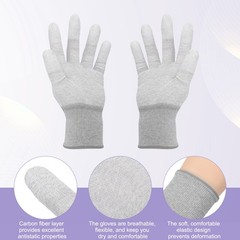 12 Set ESD Anti-Static Gloves Carbon Fiber Protective Glove Large Size Gray