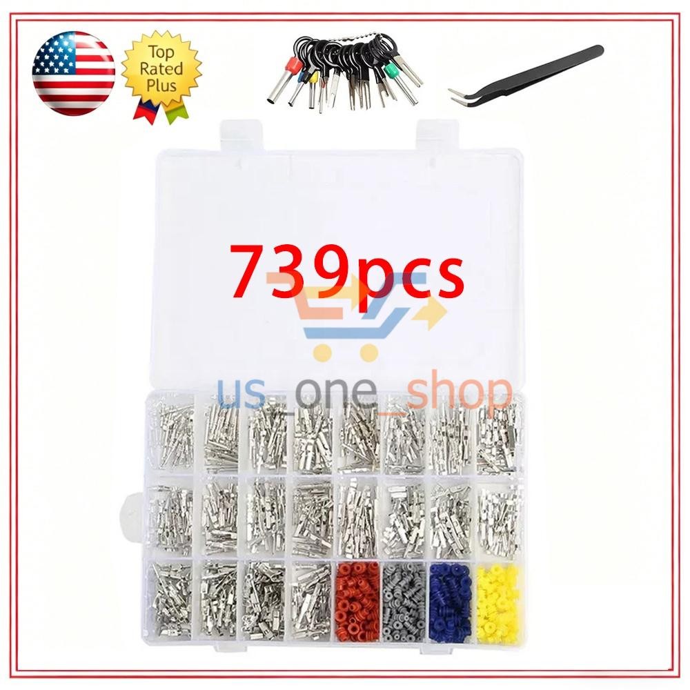 739Pcs Automotive Electrical Connector Pins Kit Terminal Removal Tool Wire Seals