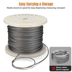 Yescom 500-ft 1/8″ T316 Stainless Steel Cable 7×7 Wire Rope for Deck Railing