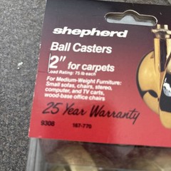 VINTAGE PAIR SHEPHERD CARPET CASTERS METAL WHEEL STEM TYPE 2″ NEW 1980s