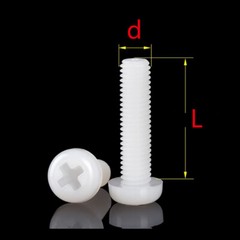 M2 M2.5 M3 M4 M5 M6 M8 M10 White Plastic Nylon Phillips Cross Pan Head Screws