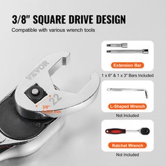 VEVOR Crowfoot Wrench Set 3/8″ Drive 24-Piece Crows Foot Wrench Set SAE Metric