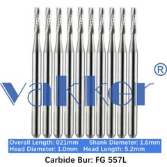 10/Pack 21mm Dental Tungsten Carbide Friction Grip Long Carbide Burs High Speed