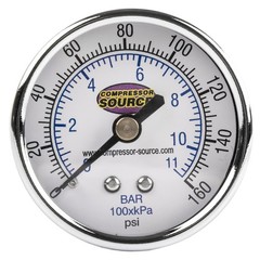 0-160 PSI Air Pressure Gauge 1/4″ NPT Center Back Mount CBM 2″ Face 2 Pack