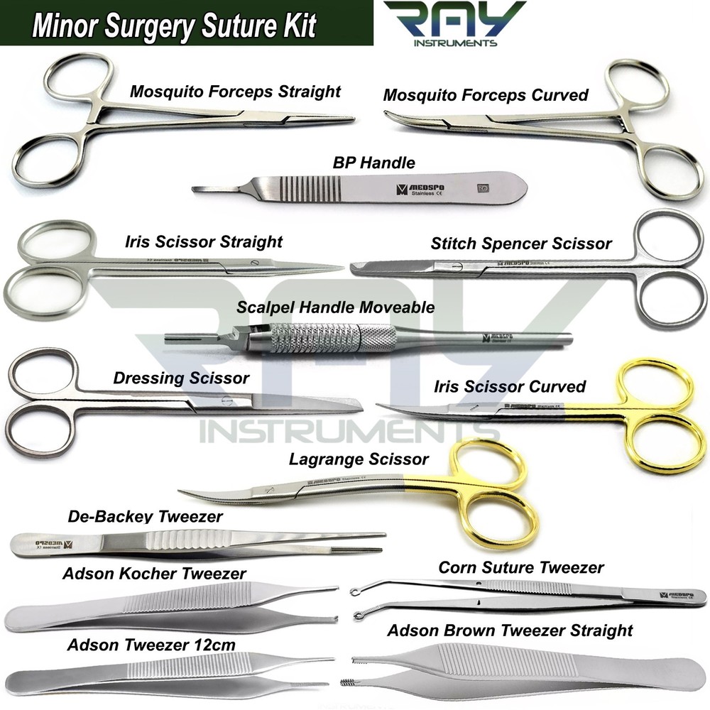 14 Pcs Minor Surgery Suture Kit Surgical Instruments Forceps Scissors Tweezers