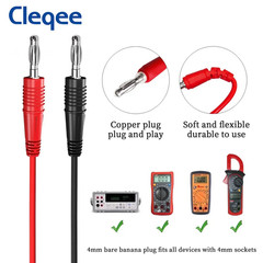 Cleqee P1039 4Mm Banana Plug to Test Hook Clip Test Lead Kit Mini-Grabber Cable