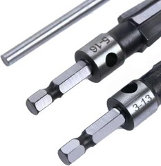2Pcs T Handle Taper Reamer Tool Set 6 Fluted Chamfer Reaming 1/4 Inch Hex Shank