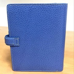 Filofax Leather Notebook 6 Hole Blue Leather Mini 6 Size Cover Used From Japan