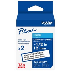 Genuine Brother TZe-2312PK Black on White 12mm 1/2″ P-Touch Label Tape