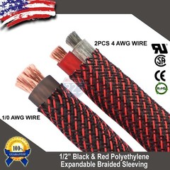 20 FT 1/2″ Black Red Expandable Wire Sleeving Sheathing Braided Loom Tubing US