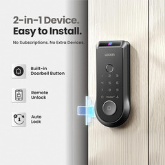 Lockin Veno Smart Deadbolt Lock with Palm Vein, Keyless Single Battery, Black
