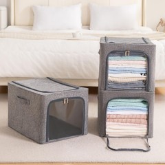 GuliPostan 3 Pack 31L Stackable Clothes Storage Bins with Metal Frame Handles…