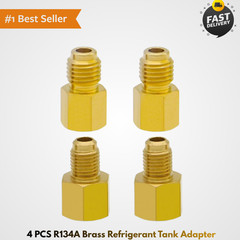 4 PCS R134A Brass Refrigerant Tank Adapter to R12 Fitting Adapter Vacuum Pump…