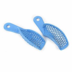 2Pcs/10Pcs Dental Autoclavable Plastic-Steel Impression Trays Blue Denture Model