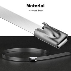 100PCS 150mm Metal Zip Ties Stainless Steel Heavy Duty Self-Locking Cable Ties