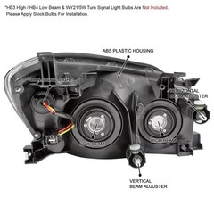 Headlights Assembly 2006-2008 Toyota RAV4 Halogen Black Housing Amber Reflector