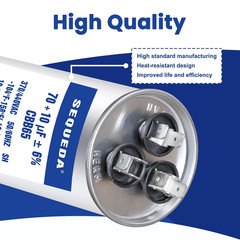 70+10 Uf ±6% 370V/440V CBB65 CBB65A Dual Run Start AC Capacitor 70+10 MFD for Fa