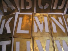 Vintage CH Hanson 45 Brass Stencils 4” Letters Numbers +Punctuation with OLD Box