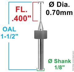 0.70mm (#70) Solid Carbide Drill Bit – 10 Pack – CNC – Factory Resharpened