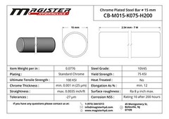 Chrome Plated Steel Rod – 15 mm Dia x 24″ length shaft, 1045 steel bar