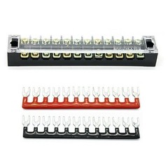 12-Positions Dual Row 600V 15A Screw Terminal Blocks Pre-Insulated Barrier Strip