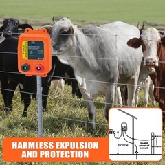 Versatile Plug-In Electric Fence Charger, 0.10 Joule, 8 Acres Coverage for Farms