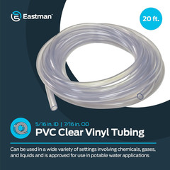 Eastman 5/16 Inch ID (7/16 Inch OD) PVC Clear Vinyl Tubing, 20 Foot Length, 9861