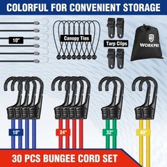 Heavy Duty Bungee Cords Set – 30PCS Assorted Lengths with Hooks & Storage Bag