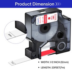 Standard Red on White Label Tape For DYMO D1 A45015 LabelManager 200 300 12mm