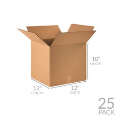 UOFFICE Corrugated Boxes 12″ x 12″ x 10″ Pack of 25 Shipping Cartons