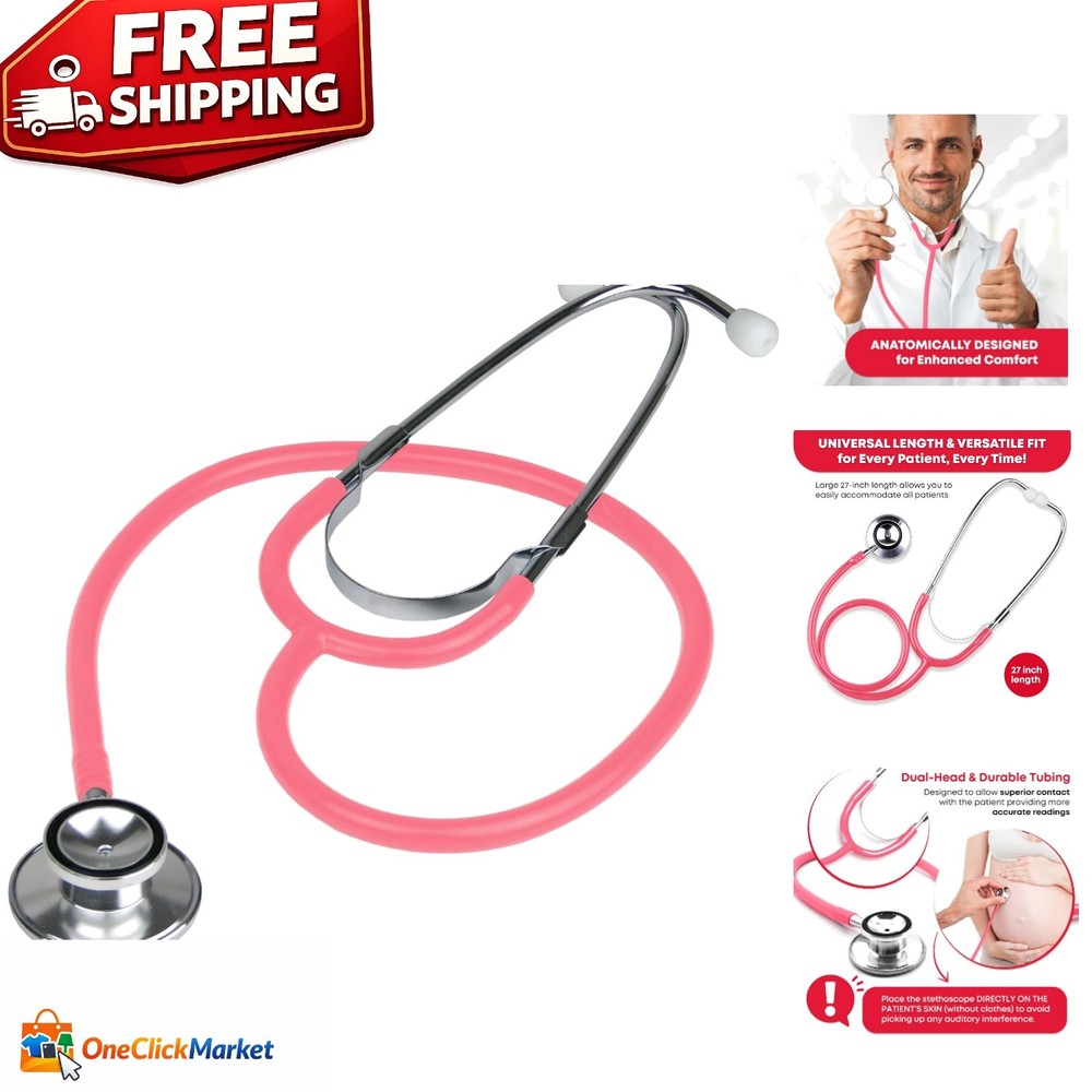 Chic Pink Dual Head Stethoscope by Everdixie – Ideal for Medical Use & Play