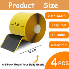 4 Pack Pond Liner Seam Tape Bulk, Total 3″ X 131′ Heavy Duty Double Sided Butyl