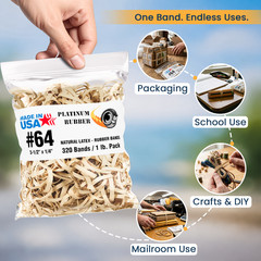 Rubber Bands #64 Postal Size 3.5in X 0.25in Heavy Duty Made in USA Office Home