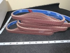 100 each sanding belts new NORTON USA 180 grit scallop edge 24″ x 5/8″ P180