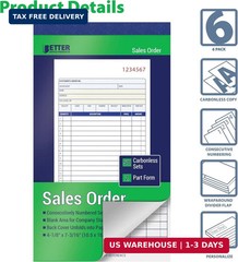 Sales Order Books 6 Pack 2-Part Carbonless White Canary Yellow 50 Sets per Book