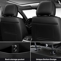 Leather Seat Covers Waterproof Breathable Buick Regal 2011-2017 Front Gary-Black