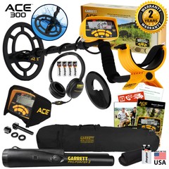 Garrett ACE 300 Metal Detector with Waterproof Coil Pro-Pointer II and Carry Bag