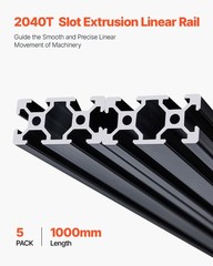VEVOR 5PCS 39.4 in (1000 mm) T Slot 2040 Aluminum Extrusion Anodized Linear Rail