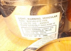 MARS SKYBOLT SW2-ASM-12 VEHICULAR LIGHT WARNING BEACON AMBER 12V