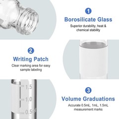 1000PCS 2mL Glass Vials Clear Autosampler vials w Screw Caps 9-425 HPLC GC PTFE