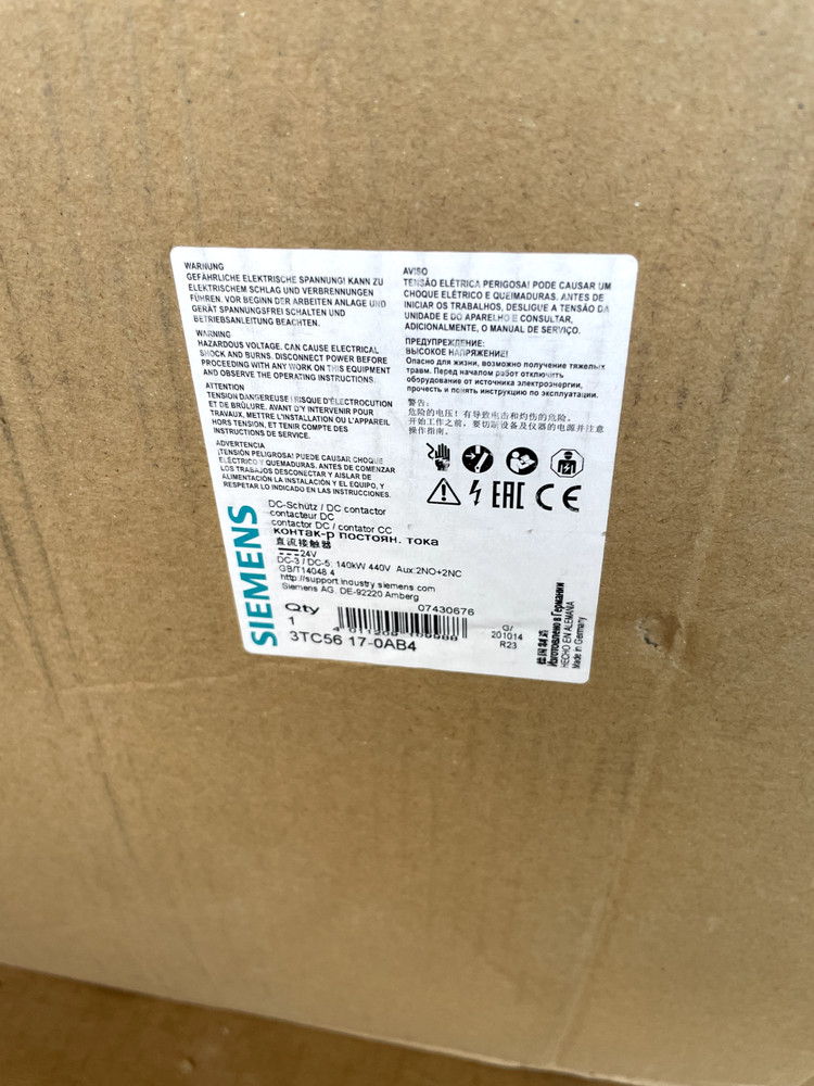 SIEMENS 3TC5617-0AB4 2P DC CONTACTOR SIZE 12 3TC5617 – NEW SURPLUS 24VDC COIL