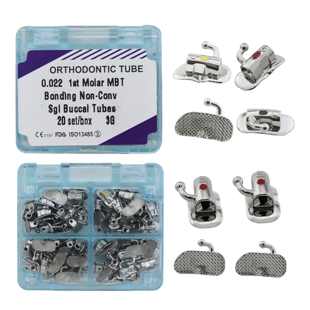 80pcs tubos de ortodoncia 1st Molar MBT 022 Dental Orthodontic Buccal Tubes 3G