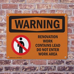 (2 Pack) Renovation Work Contains Lead Do Not Enter OSHA Warning Sign Decal